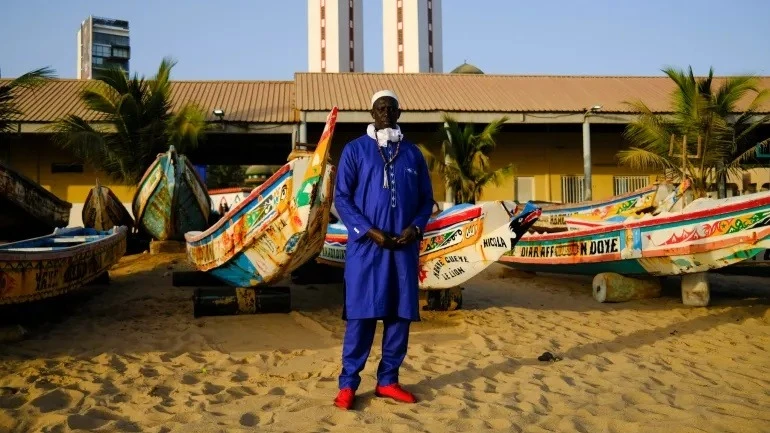 Small-scale fisherman, Adama Gueye at Ouakam Beach where he works in Dakar, Senegal.