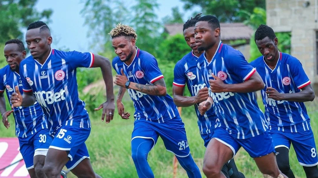 Simba SC players are pictured participating in training in Dar es Salaam recently in preparation for the 2023/24 NBC Premier League. 