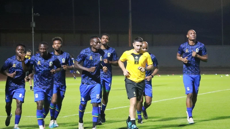 
Tanzania's senior national football team players are pictured training in Ivory Coast, shaping up for the 2023 Africa Cup of Nations played from January 13-February 11, 2024
