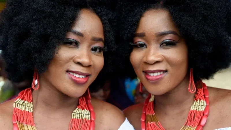 
A pair of twins pictured in Igbo-Ora, Nigeria 