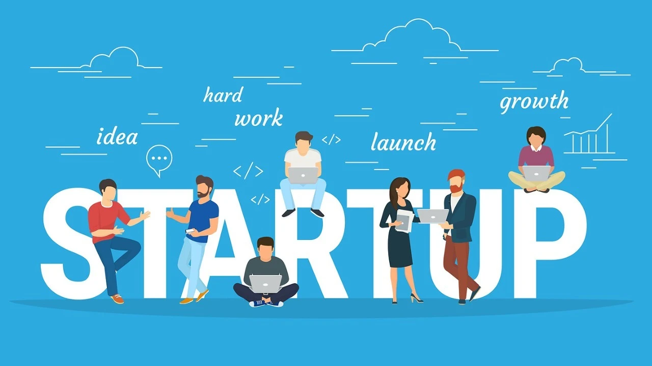 A digitally created illustration showcasing the world of startups.