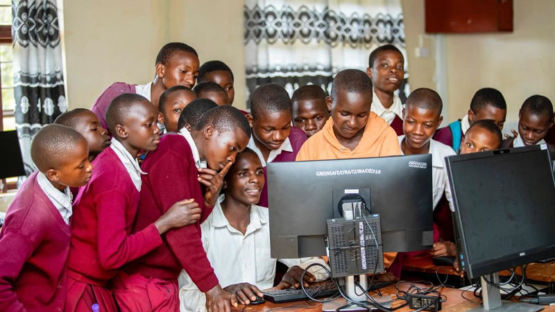 Students of Mseke Secondary School in Iringa Region enjoy their first computer application lab class yesterday, only days after a Tanzania non-profit and a UK-based firm gifted the school 33 computers. 
