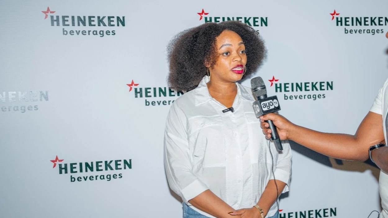 Lilian Pascal, the Marketing Manager of Heineken Beverages Tanzania, speaking to journalists yesterday evening at the launch of the 'Afterwork by Heineken' campaign for the first time in Tanzania.