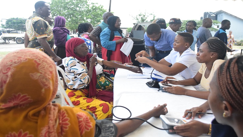 Activities in progress at a free health camp at Dar es Salaam city’s Kigogo Barafu grounds yesterday. 