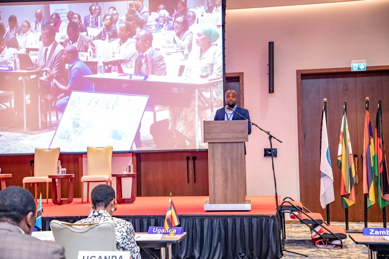  Waziri Nyoni, Director of the John Hopkins Centre for Communication Programmes, makes a presentation at a conference for health ministers from East, Central and southern African countries held in Arusha at the weekend.