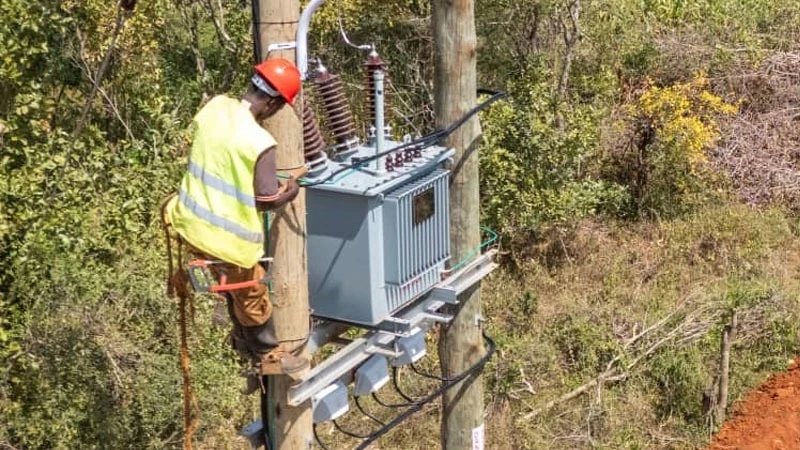 A technician with the Electrical Transmission Distribution Construction and Maintenance Company (ETDCO), a subsidiary of the Tanzania Electricity Supply Company Ltd (Tanesco), pctured yesterday installing a 132-kilovolt transformer.