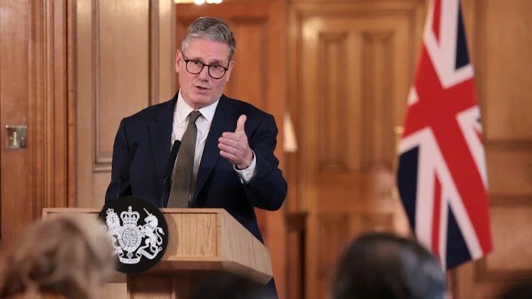 British Prime Minister Keir Starmer delivers a speech, following his first cabinet meeting as Prime Minister, in London, Britain, on Saturday