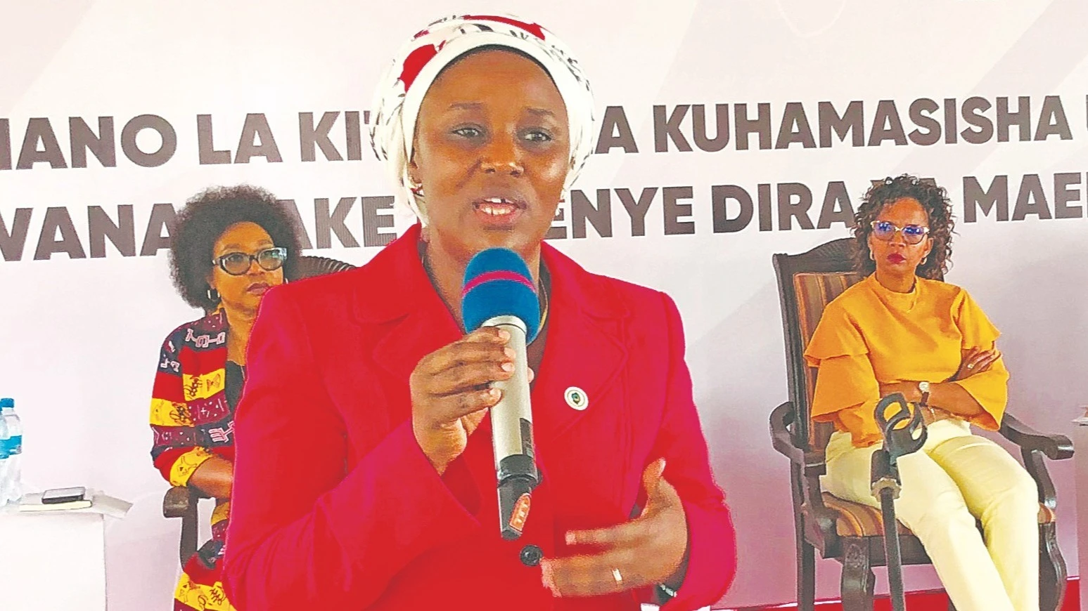 Dk. Amina Msengwa kutoka Tume ya Mipango na Uratibu wa Dira 2050, akizungumza wakati wa kupokea maoni ya wanawake.