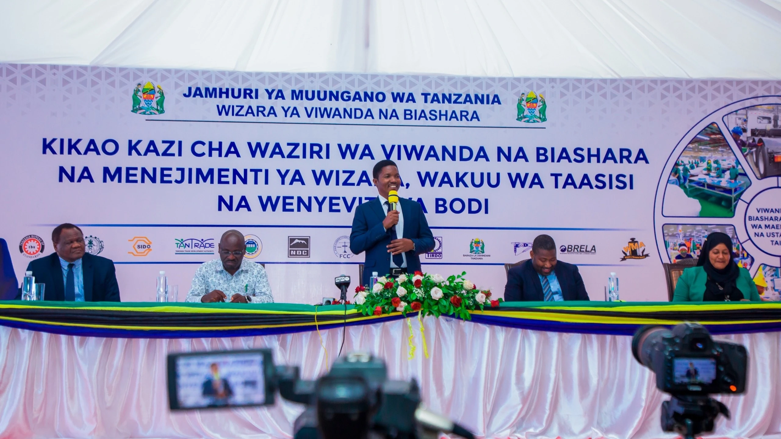 Industry and Trade minister Selemani Jafo addresses senior executives from 13 institutions falling under the ministry at a meeting held in Dar es Salaam yesterday. 