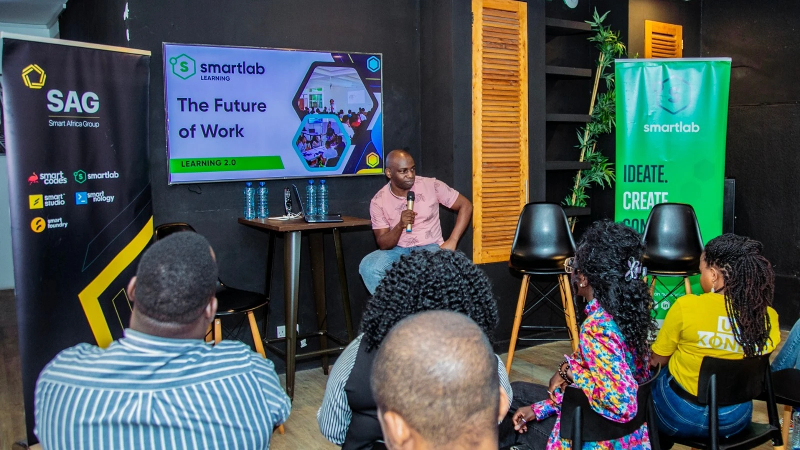 Jean-Marie Bwemo Operations Manager at SmartLab Tanzania, addressing the attendees during the official launch of the Smart Learning Programme.