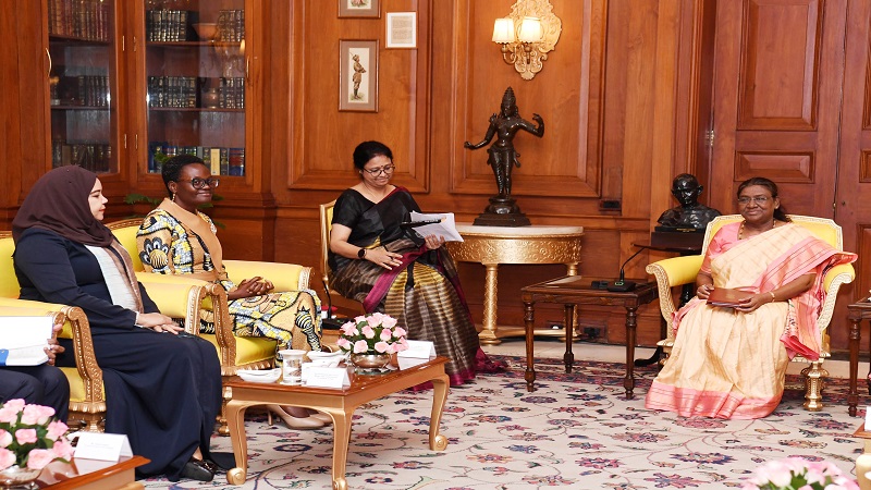 National Assembly Speaker Dr Tulia Ackson (2nd-L), current President of the Inter-Parliamentary Union, has an audience with Indian President Droupadi Murmu (R) in New Delhi on Wednesday. Left is Tanzania’s High Commissioner to India, Anisa Mbega. 