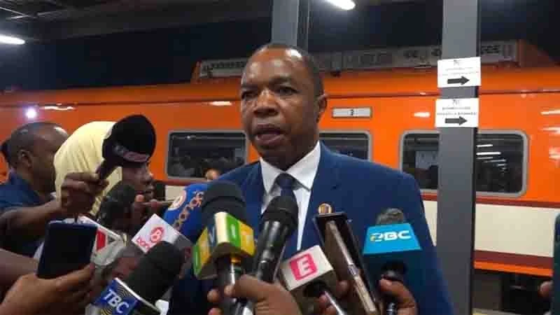 Masanja Kadogosa, the Tanzania Railways Corporation (TRC) director general, briefing journalists in the capital shortly after the train arrival in Dodoma.