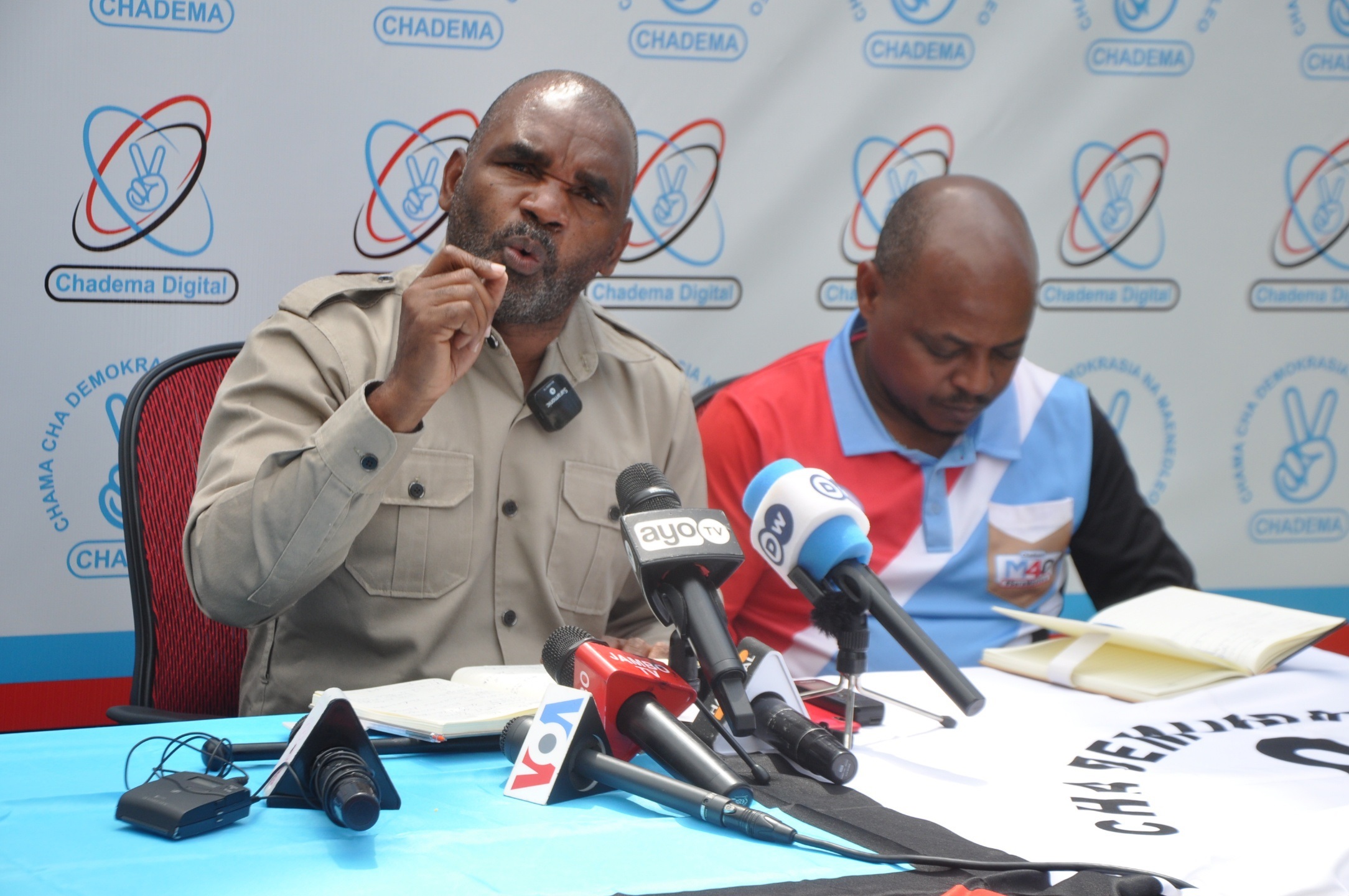 Chadema Deputy Secretary General (Mainland) Benson Kigaila briefs journalists in Dar es Salaam yesterday on the reported arrests of the opposition party’s 443 members and leaders, demanding their release