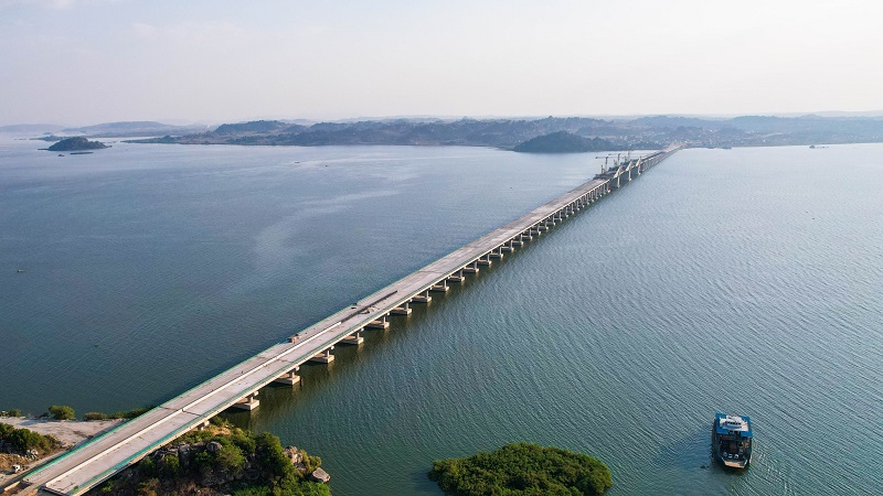 A LOT MORE THAN A BRIDGE: Magufuli Bridge, now 90 per cent done, as captured by the Works ministry only days ago. It is 3.2 kilometres long and easily one of the major infrastructure projects being implemented by the government. 