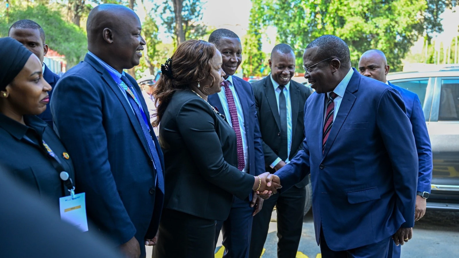 
Vice President Dr Philip Mpango exchanges greetings with East African Community Secretary General Veronica Nduva on arrival at the Arusha city venue of the inaugural East African Community Regional Educational conference yesterday. 