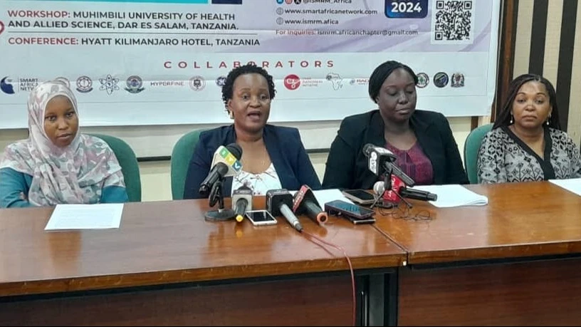 
Dr Mary Kamuzora (2nd-L), Chairperson of the International Society of Magnetic Resonance in Medicine (ISMRM), briefs journalists in Dar es Salaam yesterday on the Second International ISMRM and Fourth Tanzania Neuroradiology Conference .