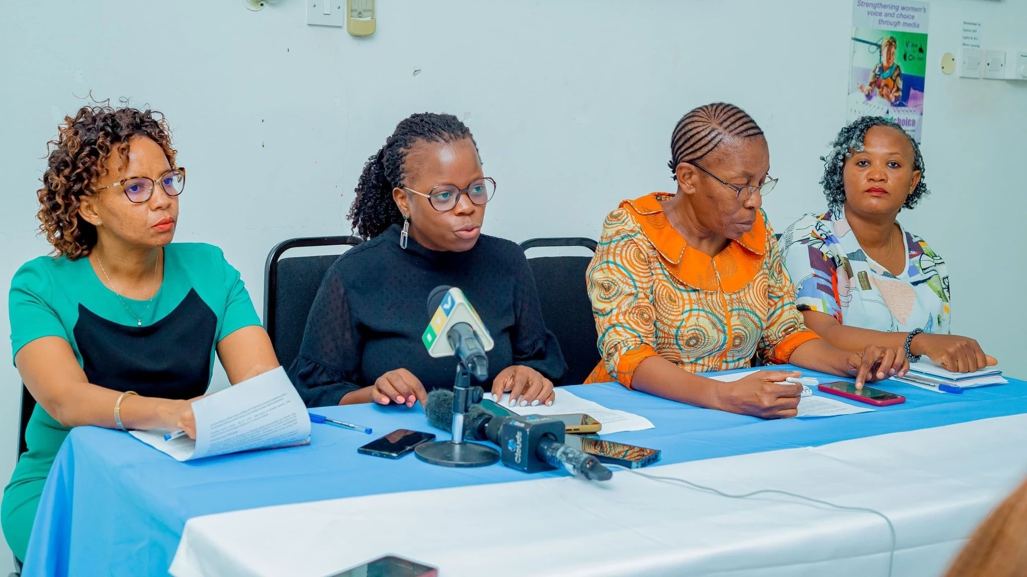 Mary Ndato, (2nd L), a member of the Anti-Sextortion Coalition in Tanzania, briefs journalists in Dar es Salaam yesterday on the NGO’s demand for amendment of the Prevention and Combating of Corruption Act section 10(b) to harmonise it with section 25.