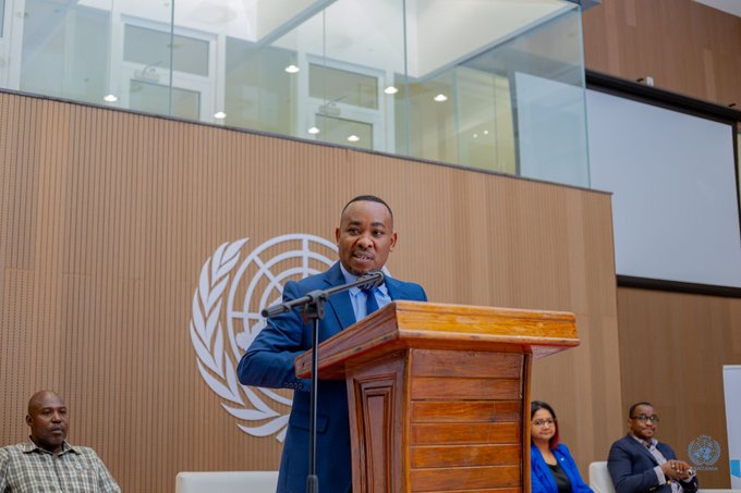 United Nations Association of Tanzania executive director Ibrahim Bakari addresses multi-stakeholders attend a meeting in Dar es Salaam at the weekend. It was meant to discuss key areas for CSOs to focus on ahead of The Summit of the Future 2024.