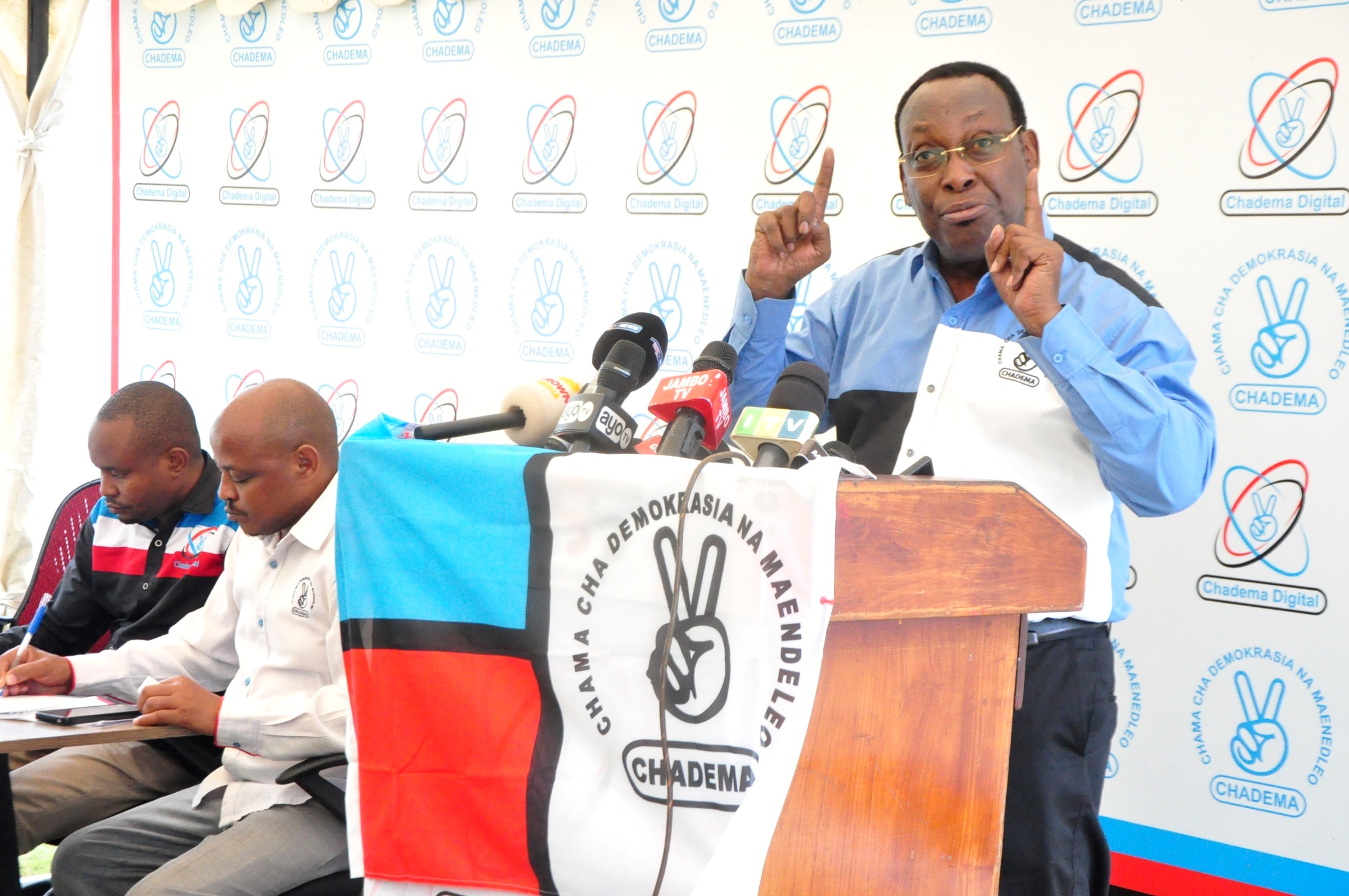 Chadema national chairman Freeman Mbowe speaks to journalists in Dar es Salaam yesterday condemning the actions of kidnapping people as well as giving an opinion to the government to send social services to Ngorongoro residents. 