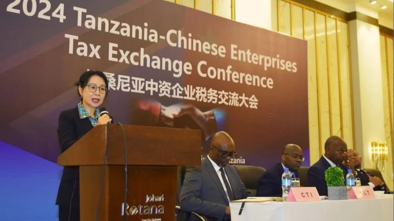 China’s Ambassador to Tanzania, Chen Mingjian, addresses the 2024 edition of the Tanzania-Chinese Enterprises Tax Exchange Conference held in Dar es Salaam at the weekend. 