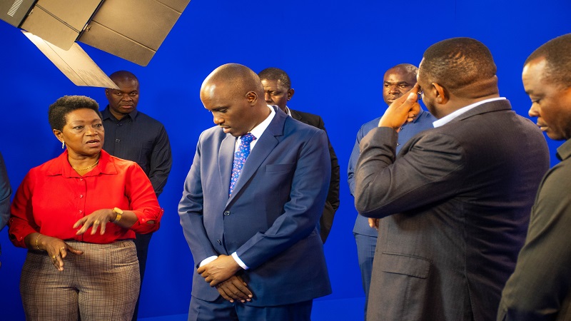 ITV/Radio One managing director Joyce Mhaville (L) briefs Deputy Prime Minister and Energy minister Dr Doto Biteko, who visited the twin media outlets at their Mikocheni Light Industrial Area premises in Dar es Salaam yesterday