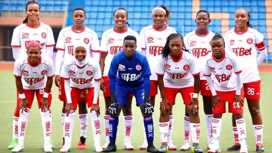 The Simba Queens squad pictured on Thursday before their CECAFA Women’s Champions League qualifiers against Uganda’s Kawempe Muslim Ladies at the Abebe Bikila Stadium in Addis Ababa, Ethiopia. Kawempe Muslim Ladies won 2-0.