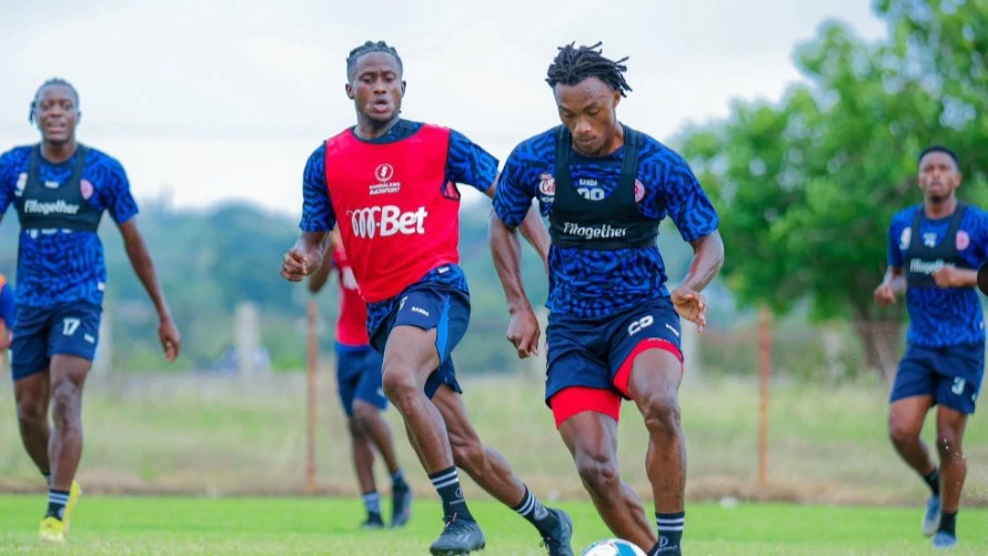 Simba Sports Club players pictured on Monday during a training session.