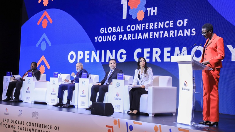  National Assembly Speaker Dr Tulia Ackson, currently also Inter-Parliamentary Union President, addresses the opening session of the 10th IPU Global Conference of Young Parliamentarians in the Armenian capital, Yerevan, yesterday. 