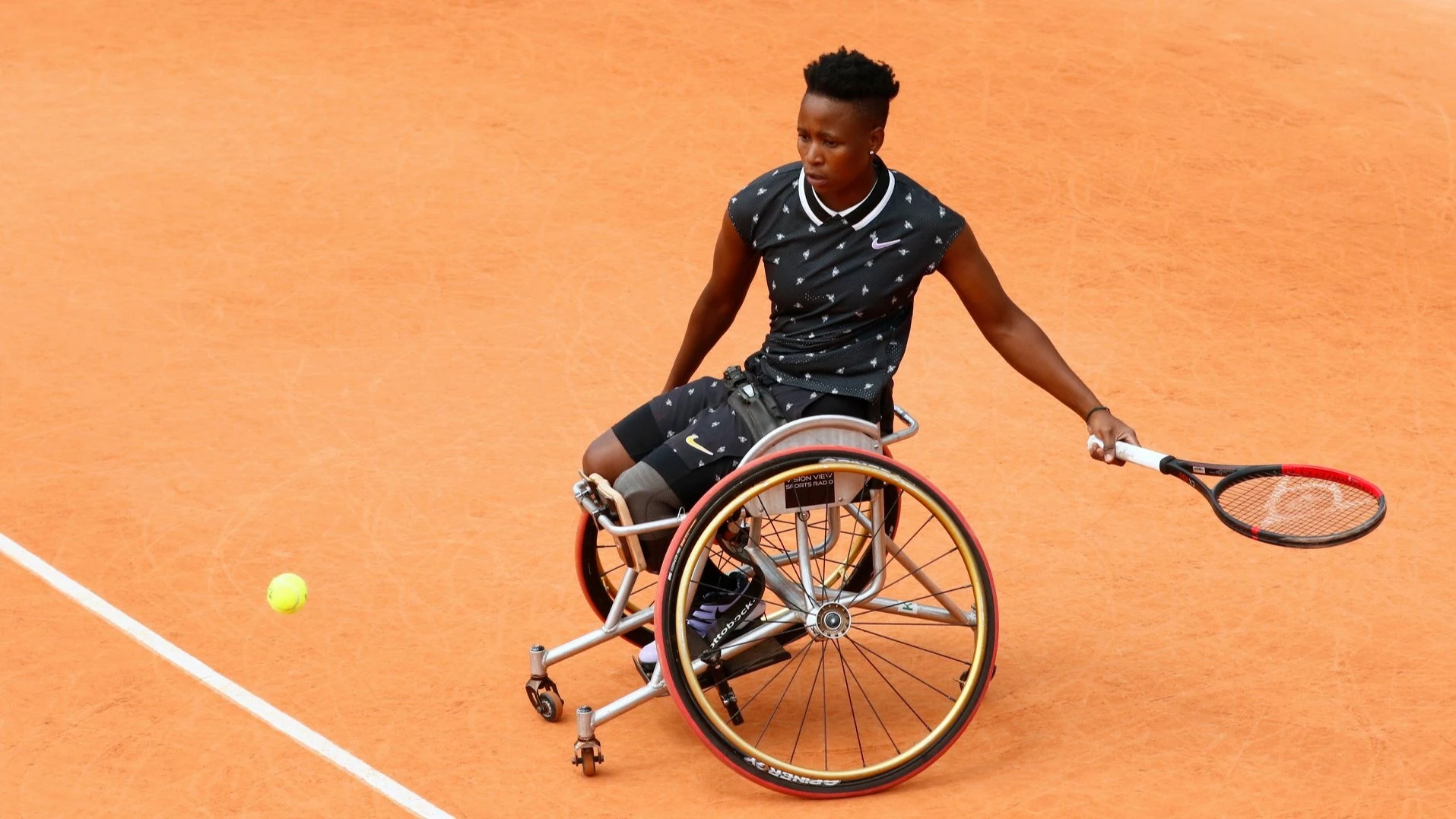 Wheelchair tennis play illustration