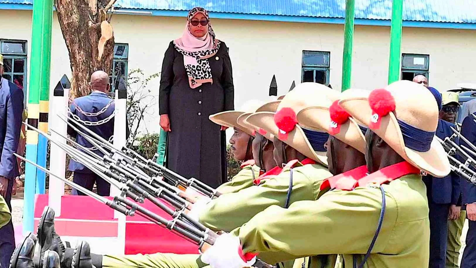 
Police officers salute Commander-in-Chief President Samia Suluhu Hassan during a parade ‘colouring’ the commemoration of the Force’s 60th anniversary as held at the Tanzania Police School in Moshi municipality yesterday. 