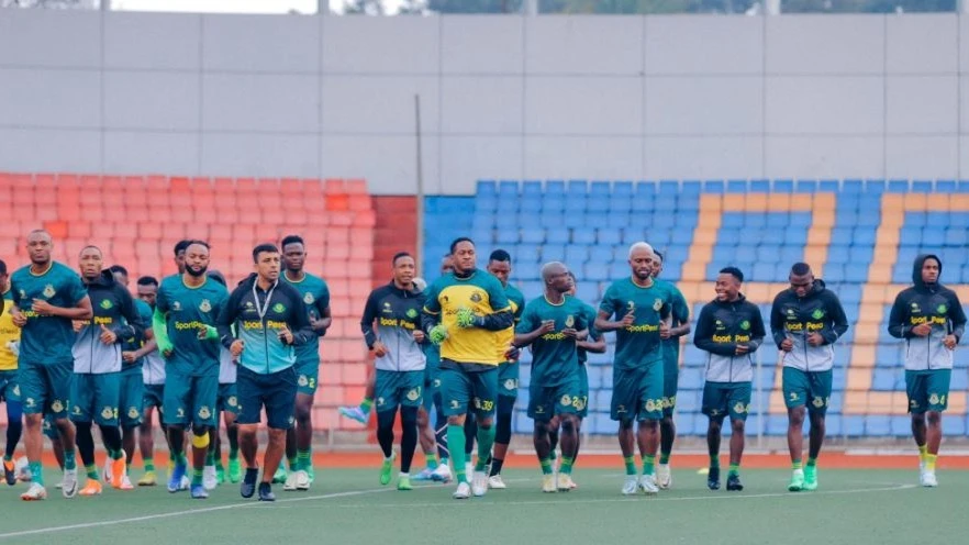 Young Africans players pictured recently during a training session in Addis Ababa, Ethiopia.