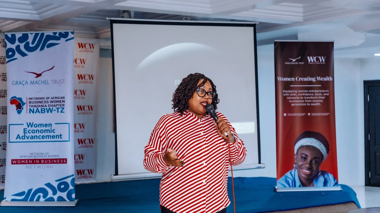 Anabahati Mlay, Women Creating Worth (WCW) programme gives remarks during a a one-day workshop for women entrepreneurs on access to finance held in Dar es Salaam yesterday.