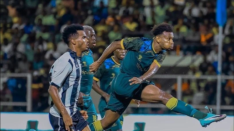 Young Africans midfielder Mudathir Yahya shoots to score during their CAF Champions League qualifier match against Ethiopia’s CBE SA at the New Amaan Complex Stadium in Zanzibar on Saturday.