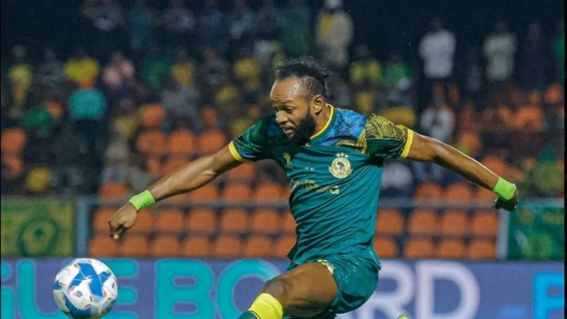 Young Africans left back Chadrack Boka in action during their Premier League match against KMC FC held at Azam Complex in Dar es Salaam on Sunday. Young Africans won 1-0. 