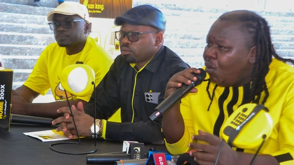 Mrisho Mpoto speaks to journalists during the launch of solar outlets in Dar es Salaam over the weekend.