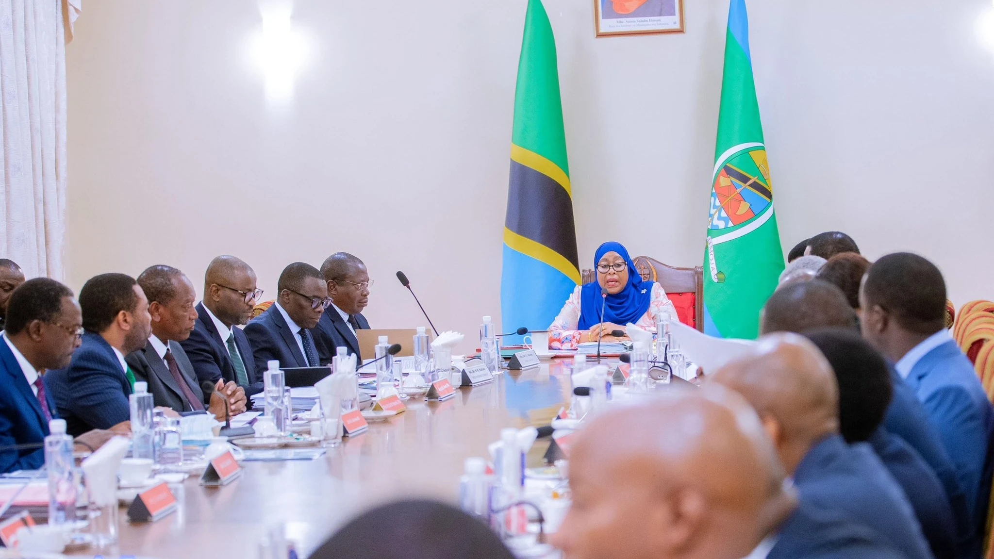 President Samia Suluhu Hassan leads a cabinet meeting at the Chamwino State House in Dodoma today October 10, 2024

 