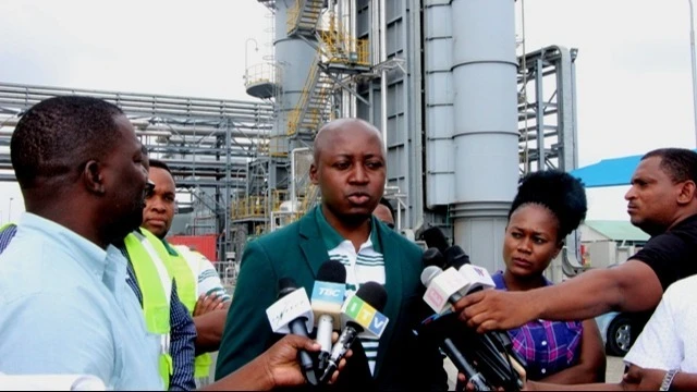 Journalists listen as Tanesco spokesperson, Martin Mwambene, announces the restoration of normal power supply following the completion of upgrades at the Songosongo gas processing plant in Kilwa, Lindi Region, in 2022.