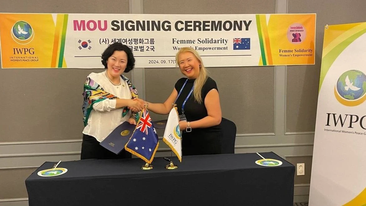 "Global Peace Collaboration: IWPG Signs MOU with Australia's Femme Solidarity for Peace Projects"