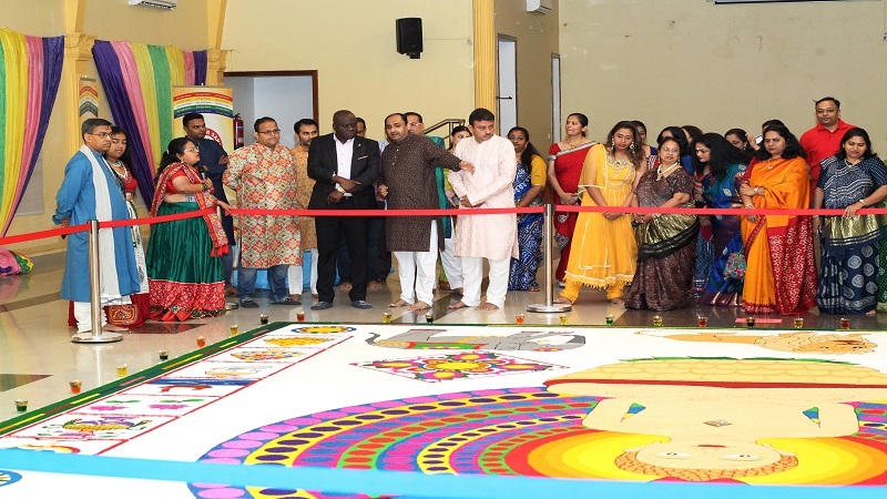  Dar es Salaam mayor Omary Kumbilamoto (4th-L, front row) is briefed by Nirmal Sheth (to his left), vice chairman of the city’s Shree Jain Sangh (Jain Temple), when gracing Diwali celebrations at the weekend. 