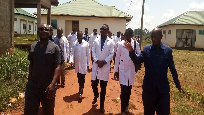 Dr Fani Mussa (R), the Muheza District medical officer, leads specialist doctors from the Samia Suluhu Group in inspecting facilities. The team arrived in Muheza District to provide specialized medical services to the community with a six-day camp .