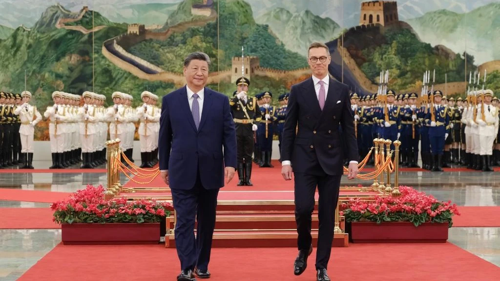 Chinese President Xi Jinping holds a welcoming ceremony for Finnish President Alexander Stubb, who is on a state visit to China, in the Northern Hall of the Great Hall of the People prior to their talks in Beijing, capital of China, Oct. 29, 2024. 