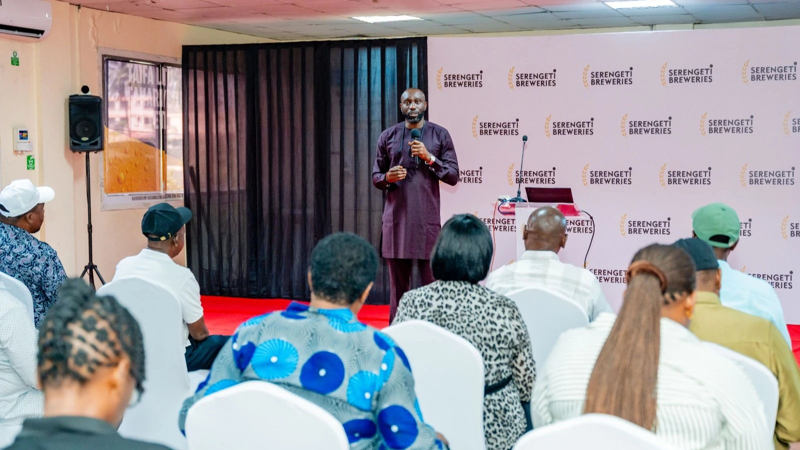 The Managing Director of SBL, Obinna Anyalebechi, speaking to the Industry and Trade Committee during their official visit to the factory located in Chang'ombe, Dar es Salaam, on Sunday, November 3, 2024.