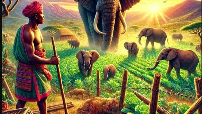 Elephants account for 80 percent of human-wildlife conflict cases. AI generated image