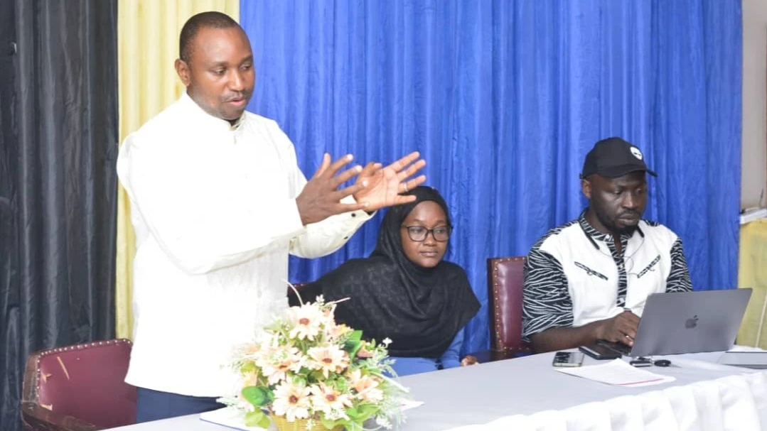 
Dr Paul Saidia, the director of TARI Ukiriguru centre (standing) speaks during the workshop held in Mwanza