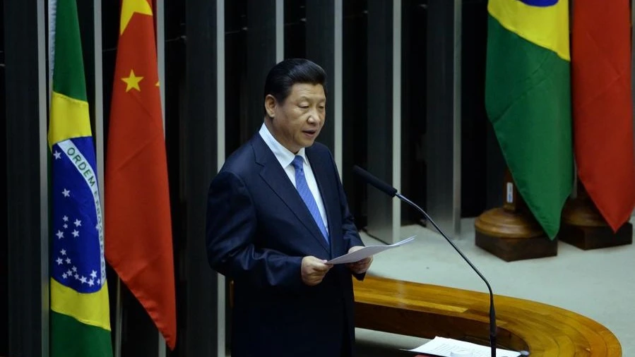 Chinese President Xi Jinping delivers a speech at the Brazilian National Congress in Brasilia, Brazil, July 16, 2014. 