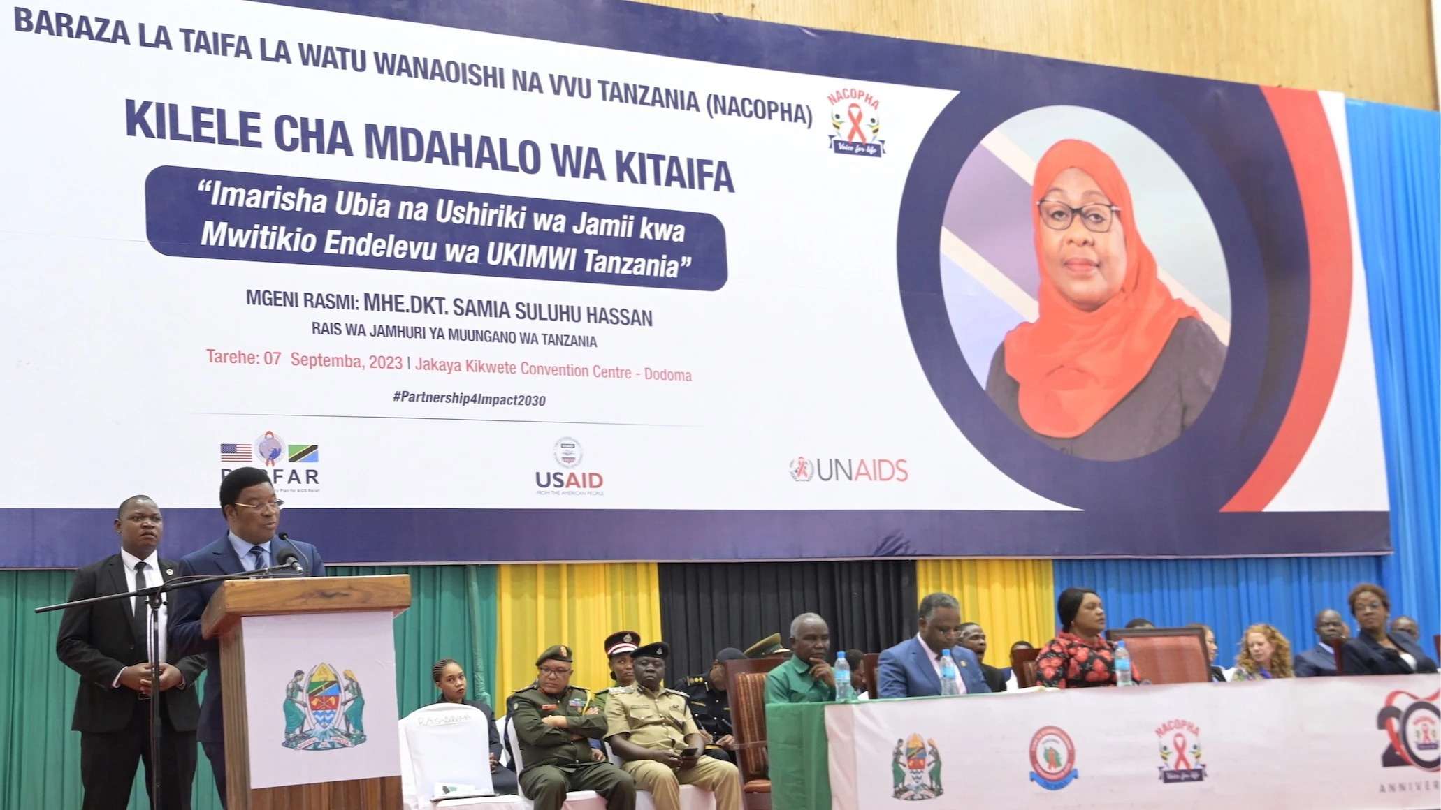 
Waziri Mkuu, Kassim Majaliwa, alipomwakilisha Rais Dk. Samia Suluhu Hassan, katika mdahalo kitaifa unaohusu Ukimwi, Septemba mwaka jana.