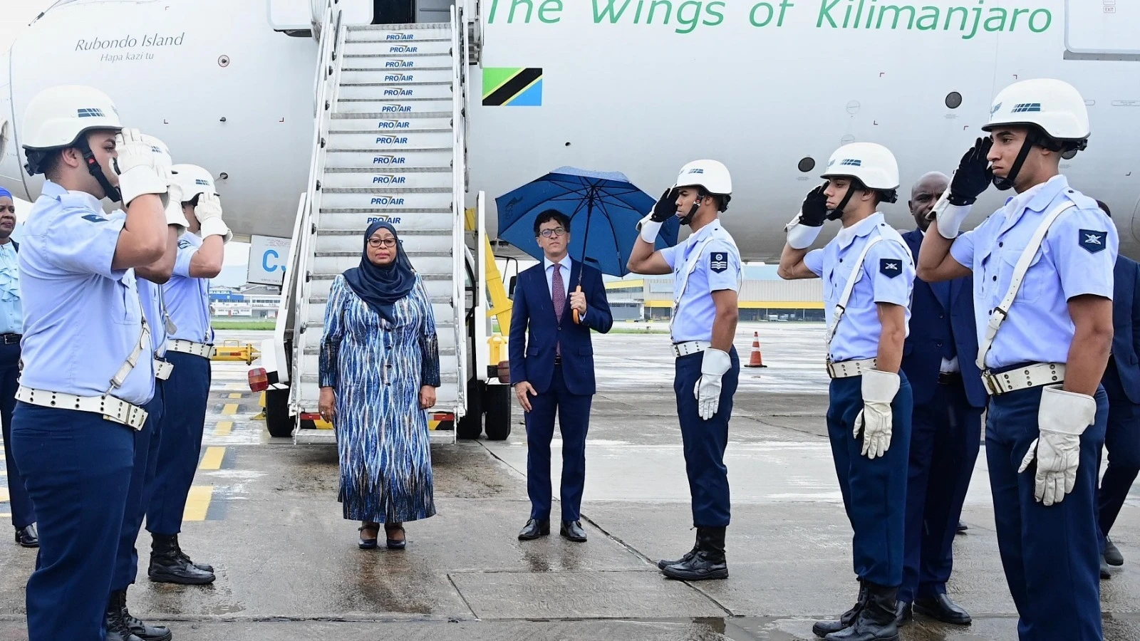 

President Samia Suluhu Hassan pictured shortly after jetting into Galeão Air Force Base in Brazil’s capital, Rio de Janeiro.