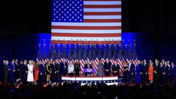 Donald Trump celebrates his electoral triumph with his family and campaign staff in Palm Beach, Florida.

 