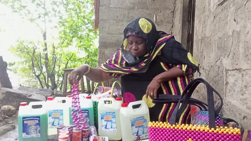 
Nuru Ali (48), a resident of Kigogo Mbuyuni shows some of her small business products. 