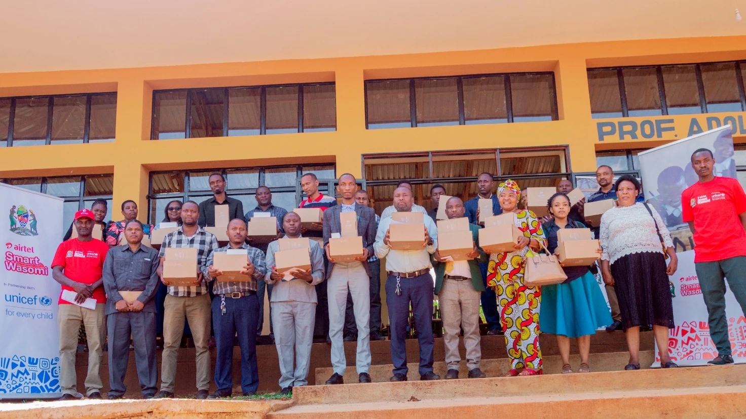 Airtel Tanzania staff in a group photo with Heads of Secondary Schools in Rombo District, Kilimanjaro after handing over internet to be used in the schools. 